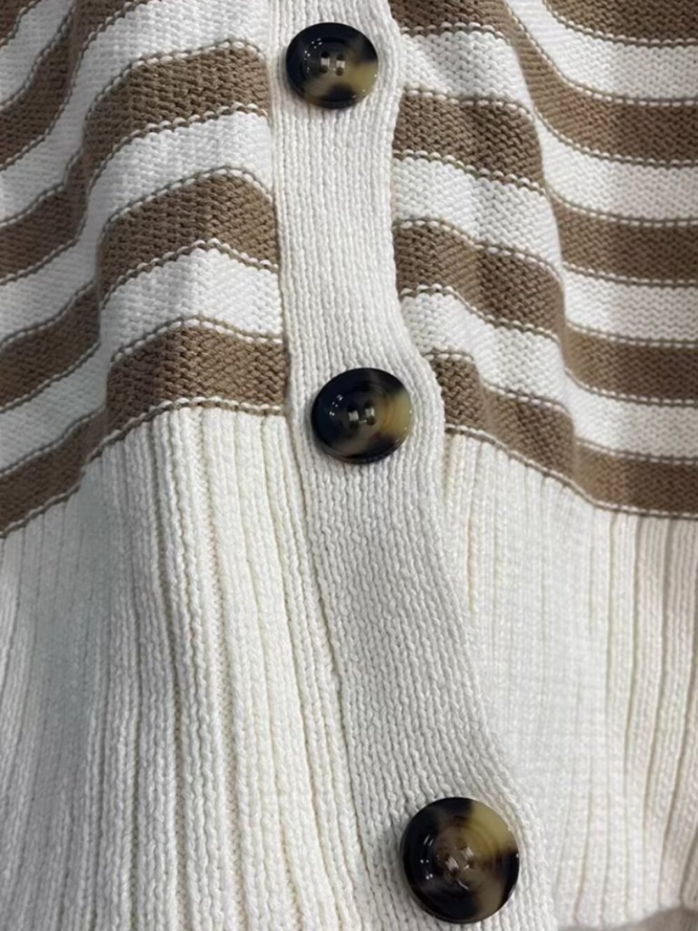 Veronica Beard Saylor Cardigan XL Cream/Tan Stripes Cotton Causal - Picture 6 of 7